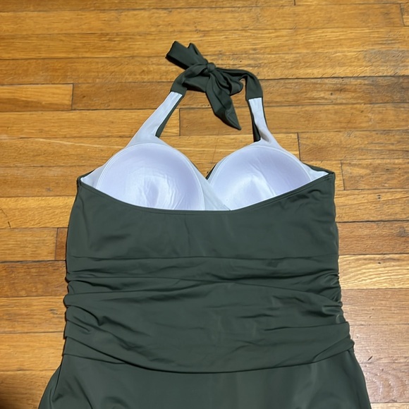 Olive Green Halter One-Piece Swimsuit - Picture 10 of 12